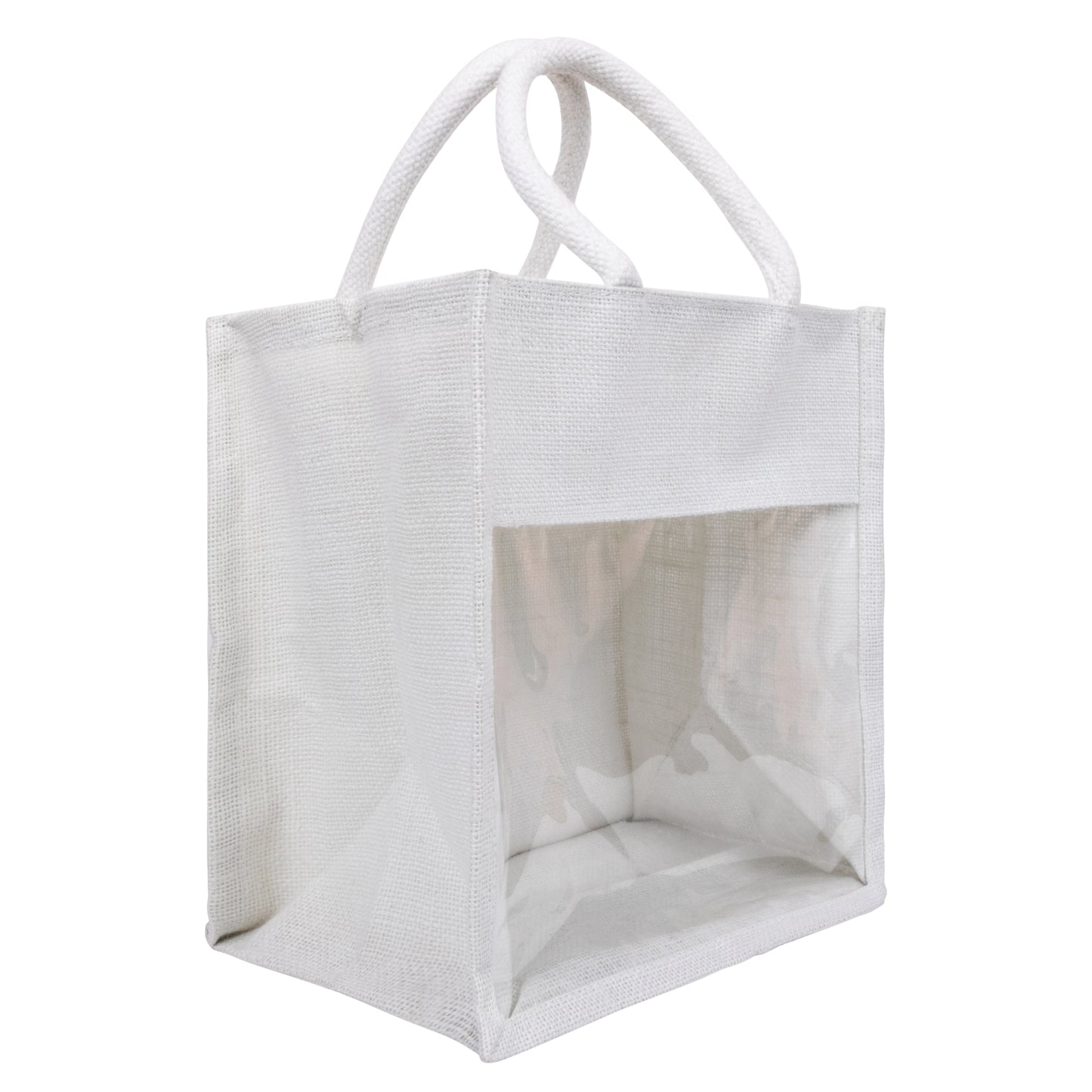 Window Jute Bag With Zip | Super White | 11x11x8 Inch (Free Delivery)