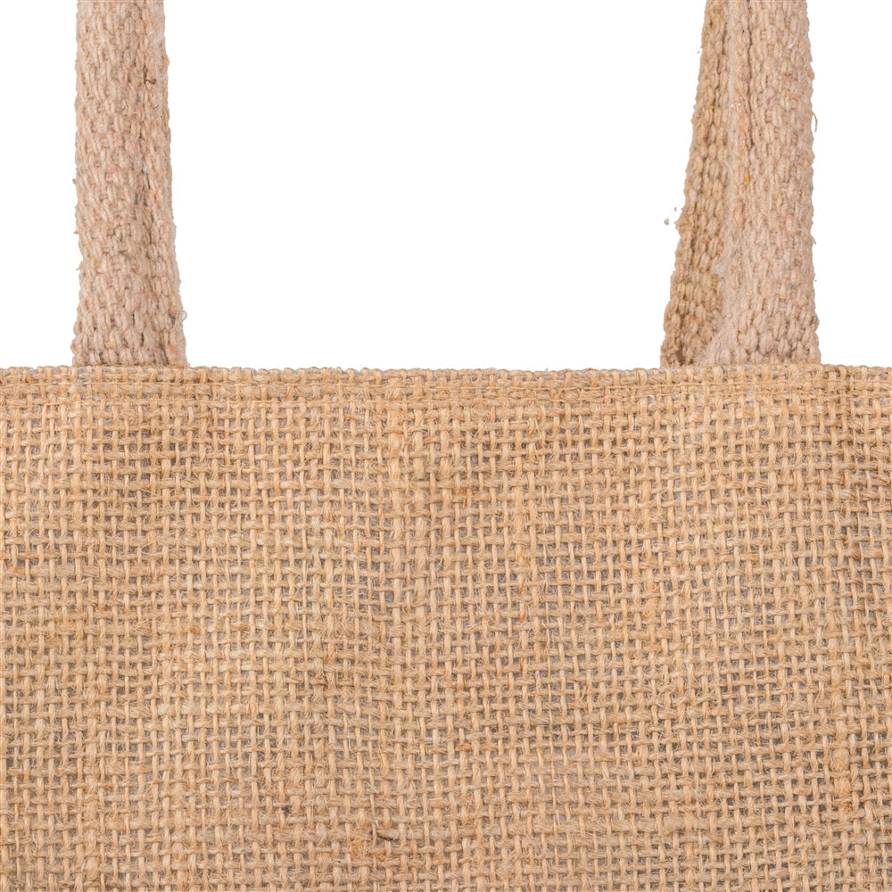 Natural jute carry bag with zip — handle detail