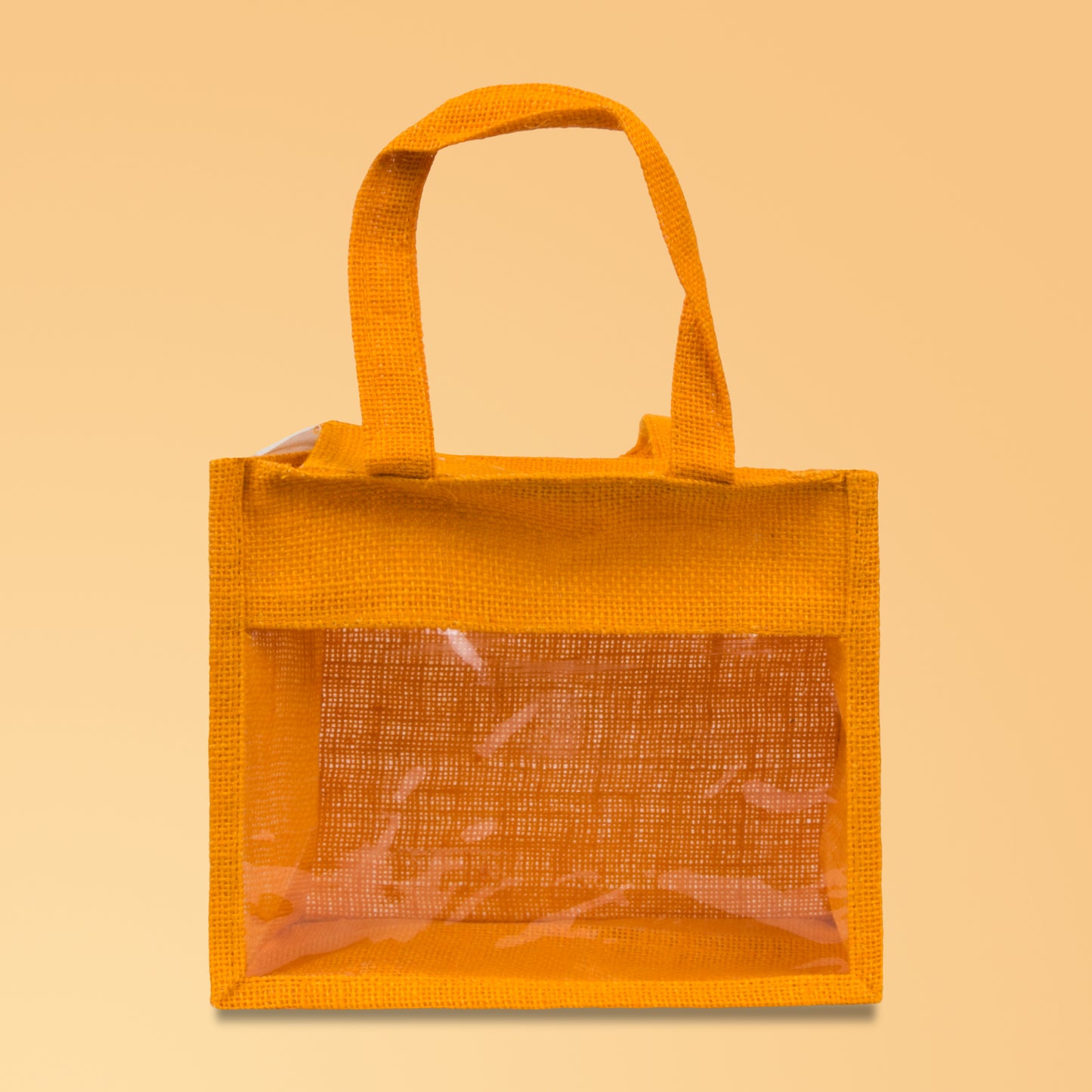 Window Jute Bag With Zip | Mustard | 10x8x5 Inch (Free Delivery)