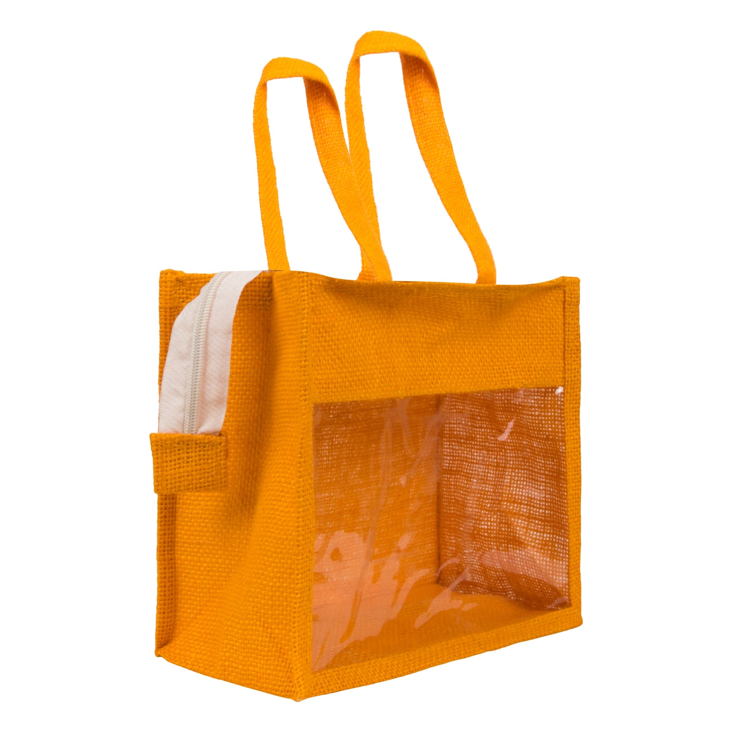 Window Jute Bag With Zip | Mustard | 10x8x5 Inch (Free Delivery)