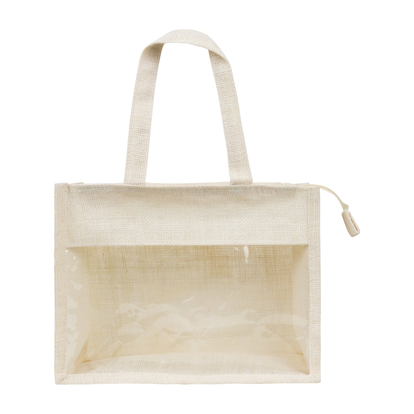 Window Jute Bag With Zip | Off White | 12x10x5 Inch (Free Delivery)