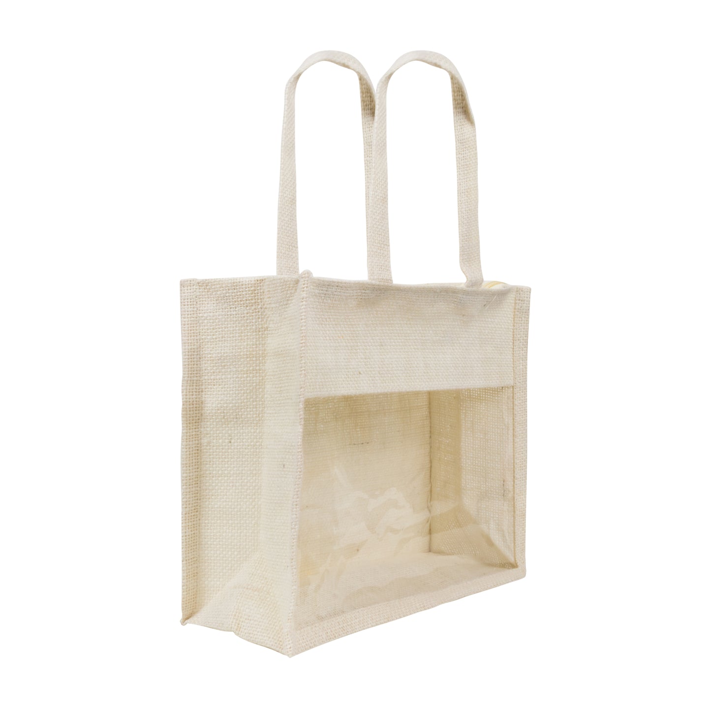 Window Jute Bag With Zip | Off White | 12x10x5 Inch (Free Delivery)