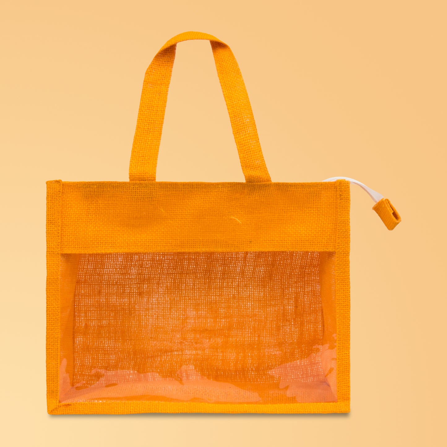 Window Jute Bag With Zip | Mustard | 12x10x5 Inch (Free Delivery)