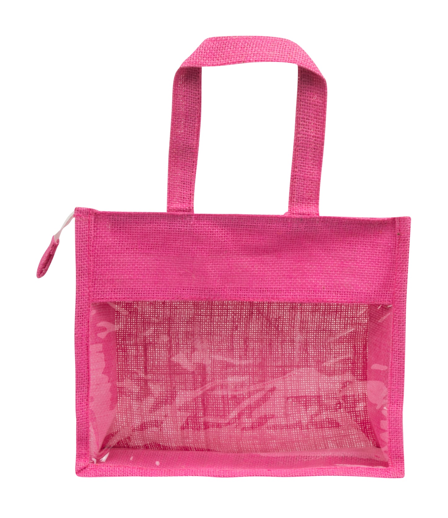 Window Jute Bag With Zip | Pink | 12x10x5 Inch (Free Delivery)