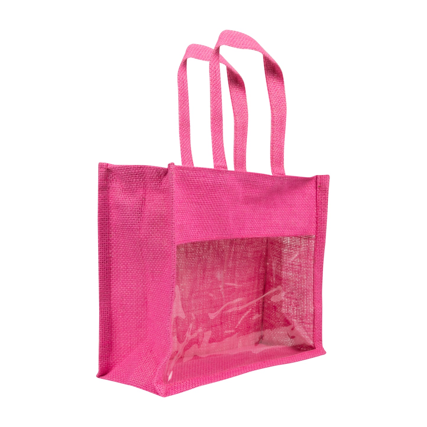 Window Jute Bag With Zip | Pink | 12x10x5 Inch (Free Delivery)