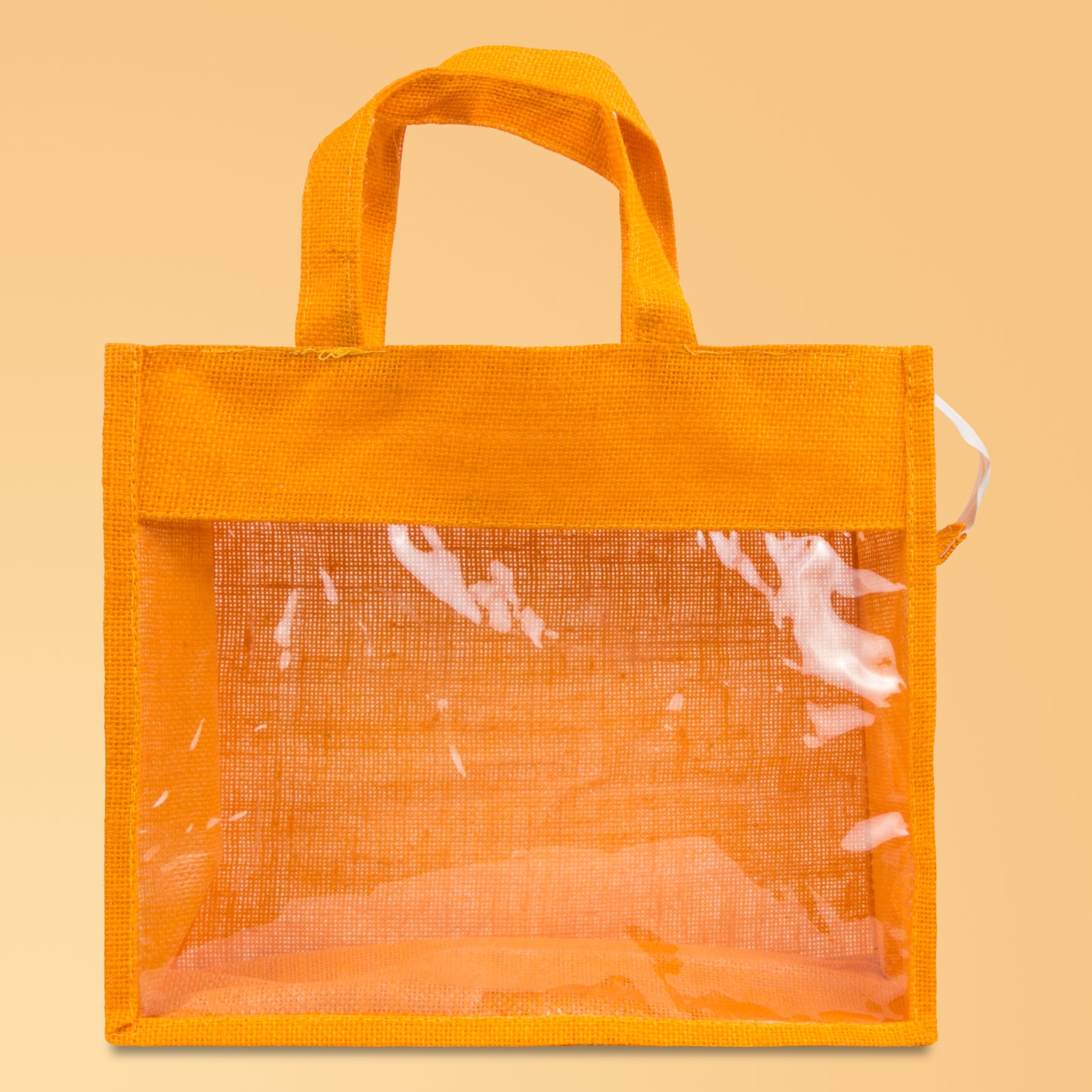 Window Jute Bag With Zip | Mustard | 14x12x5 Inch (Free Delivery)