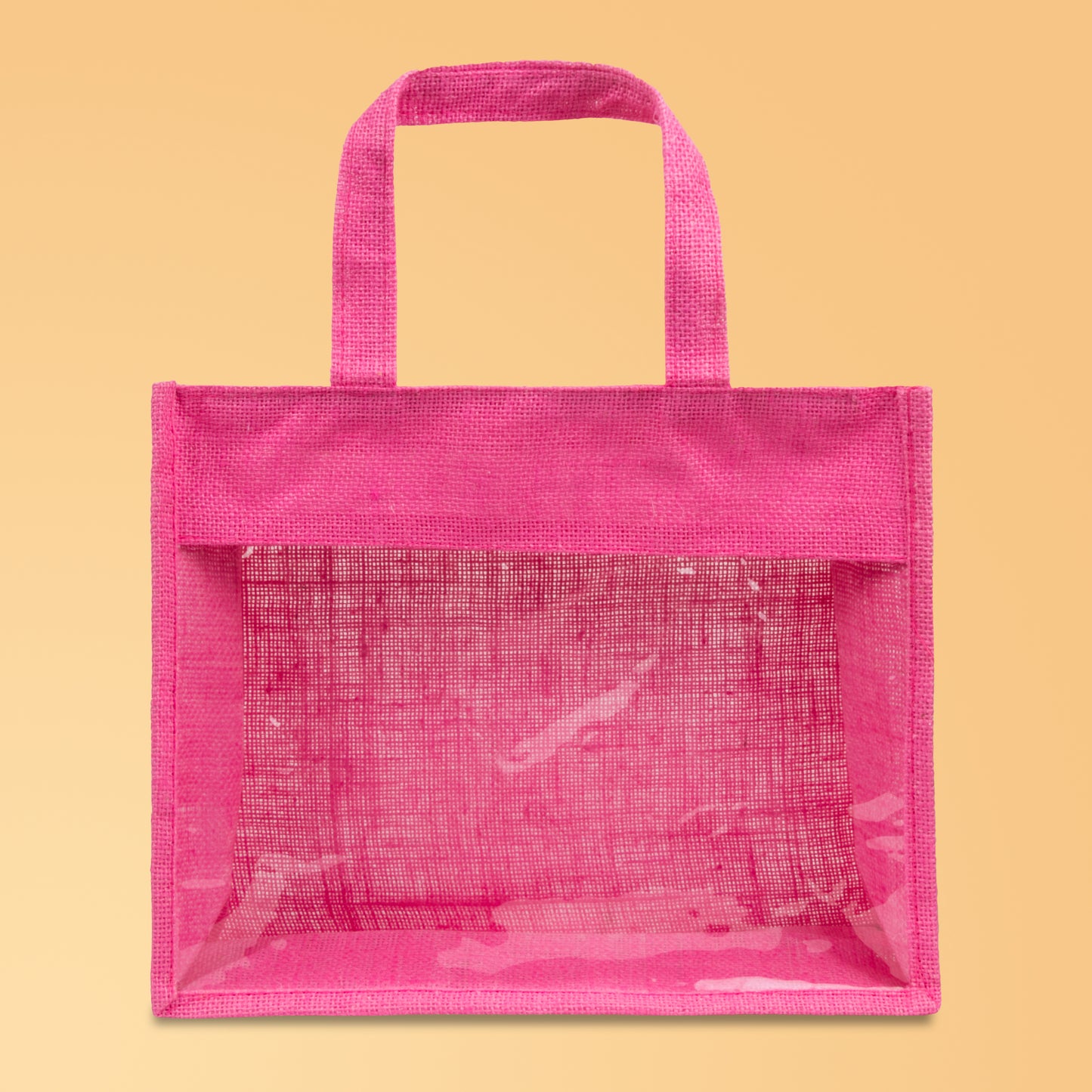 Window Jute Bag With Zip | Pink | 14x12x5 Inch (Free Delivery)