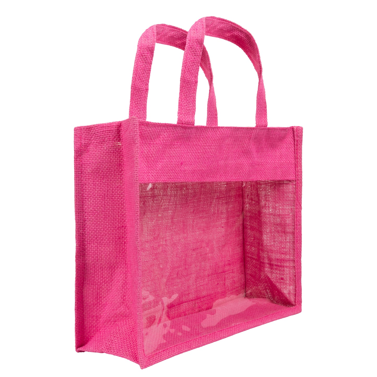 Window Jute Bag With Zip | Pink | 14x12x5 Inch (Free Delivery)