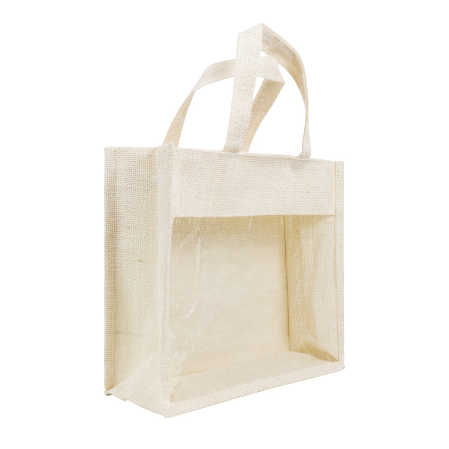 Window Jute Bag With Zip | Off White | 14x12x5 Inch (Free Delivery)