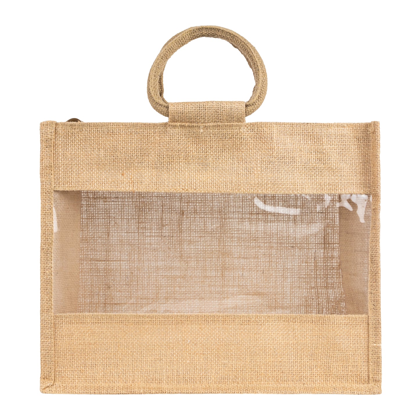 Window Jute Bag With Zip | Natural | 14x12x5 Inch (Free Delivery)