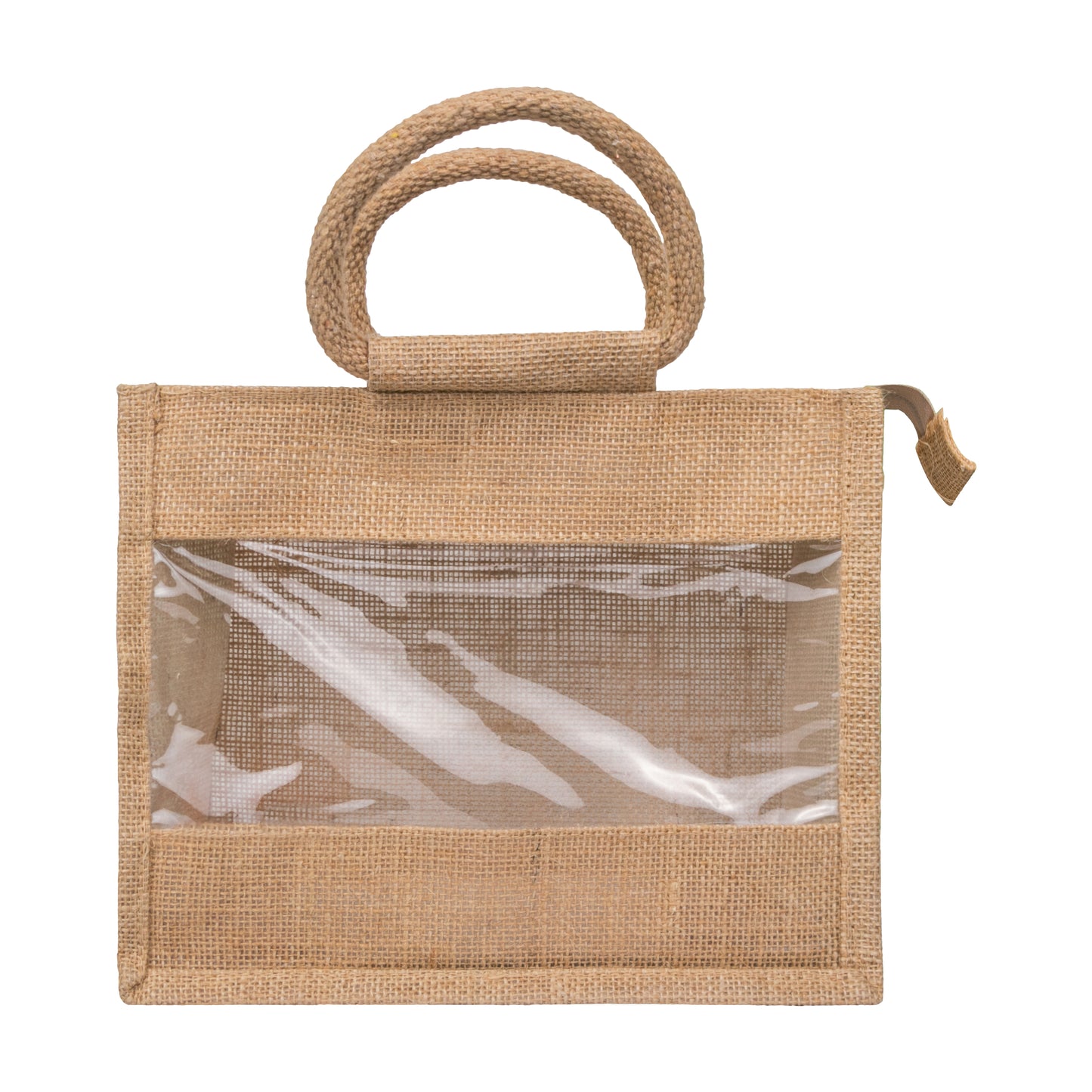 Window Jute Bag With Zip | Natural | 10x8x5 Inch (Free Delivery)