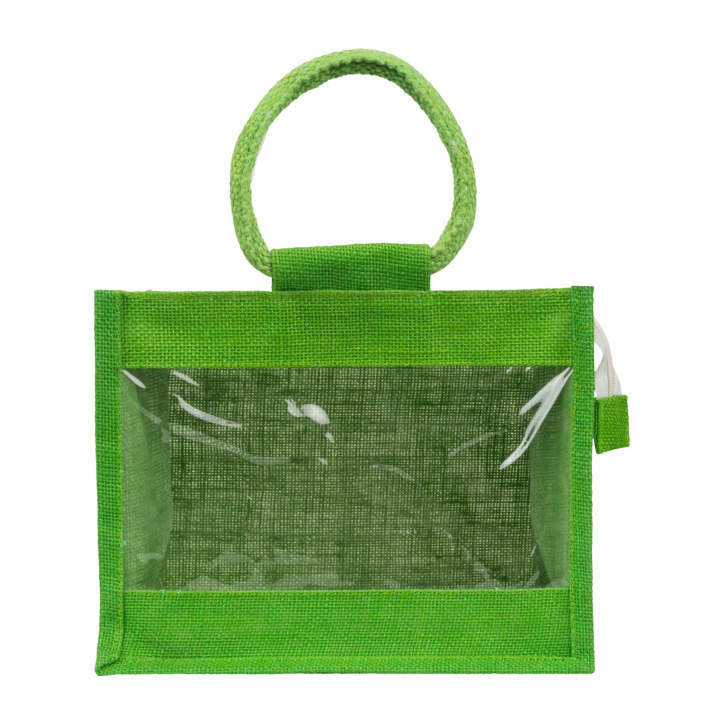 Window Jute Bag With Zip | Green | 10x8x6 Inch (Free Delivery)