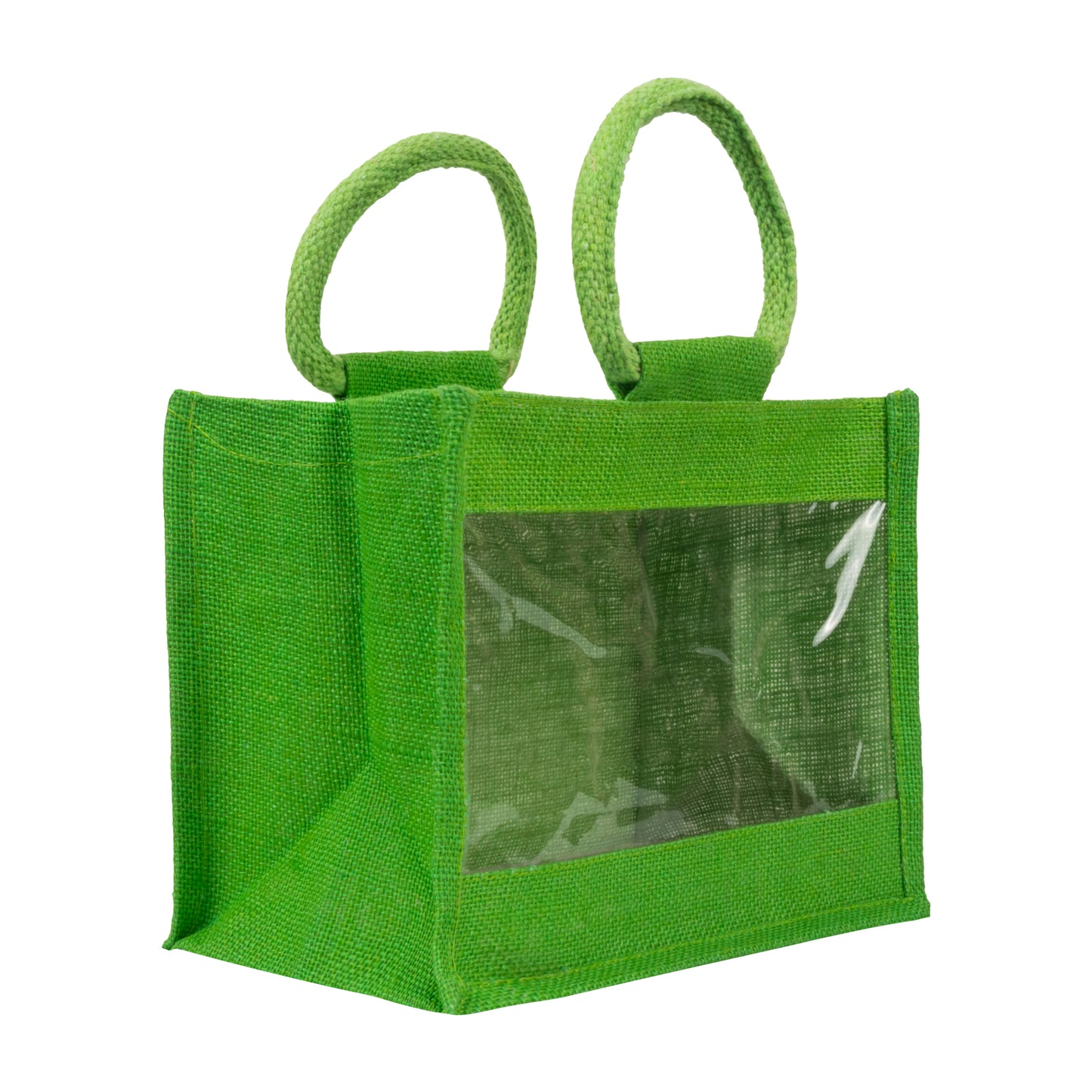 Window Jute Bag With Zip | Green | 10x8x6 Inch (Free Delivery)