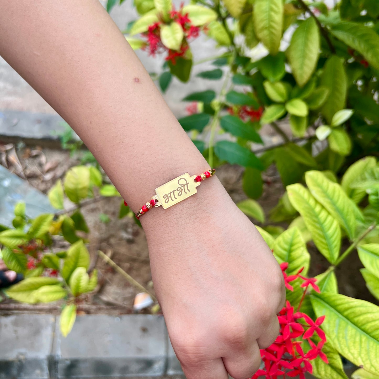 Golden Bhabhi Hindi Rakhi – Mirror Acrylic Rakhi for Bhai