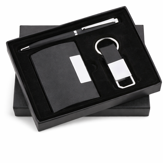 SR-126 / SR-127 Premium Corporate Gift Set – Metal Pen, Keychain & Cardholder