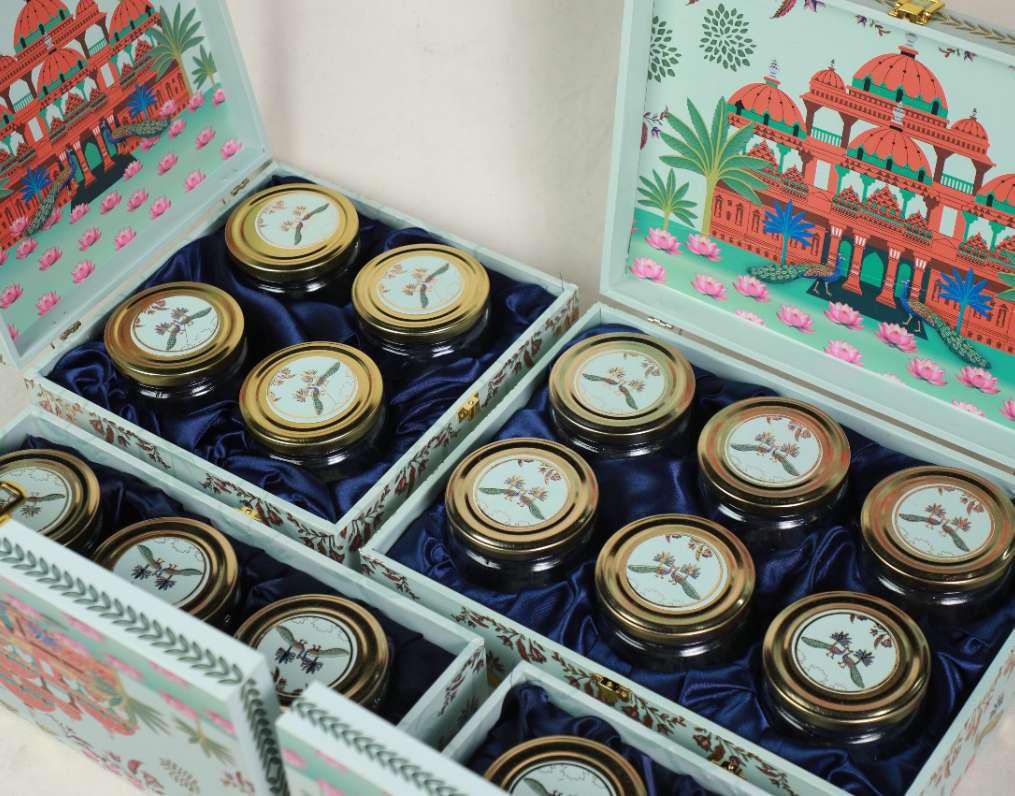 Hawa Mahal Multi-Size MDF Jar Box – Premium Printed Wooden Hamper
