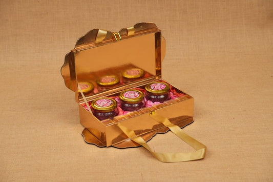 Gulabbo Floral Diwali Hamper Box – 3 Salsa Jars with Cavity