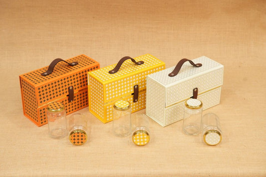 Elegant Case Diwali Hamper Box – 3 Bamboo Jars