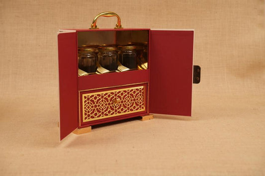 Vintage Royal Diwali Hamper Box – 3 Jar Storage with Drawer