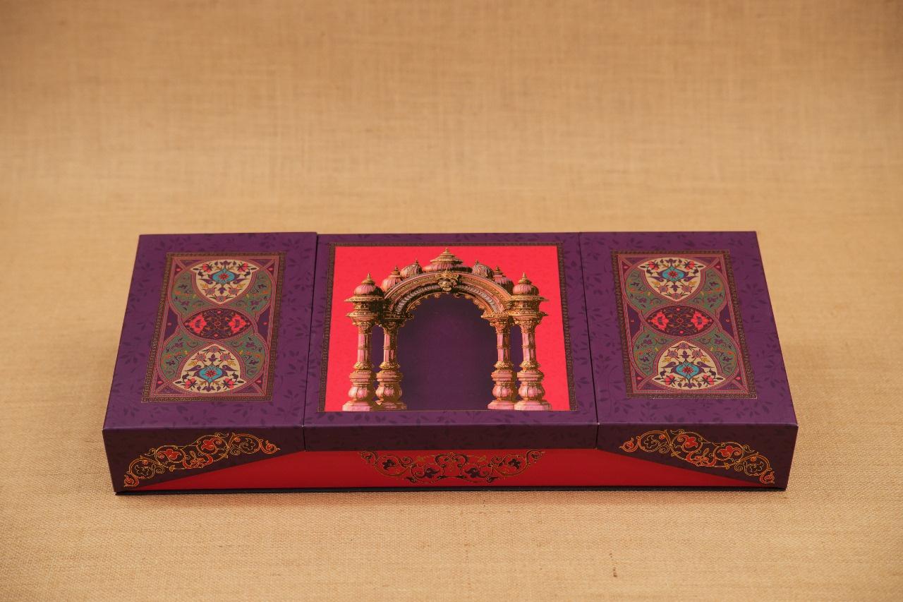 Raj Mahal Royal Diwali Hamper Box – 4 Hexa Jars with Cavity