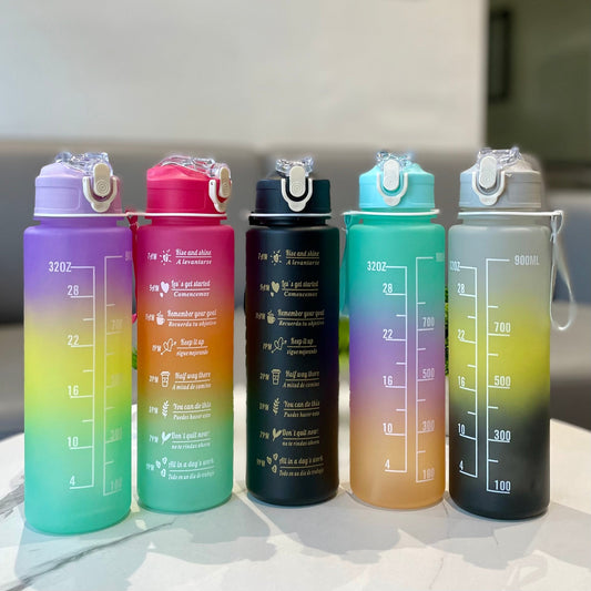 Motivational Multicolor Sipper Water Bottle - 1000 Ml