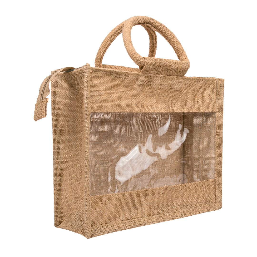 Window Jute Bag With Zip  - 12x10 Inch