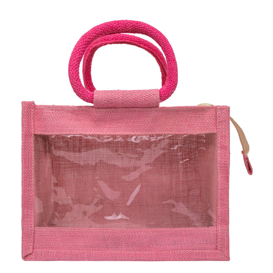 Window Jute Bag With Zip  - 12x10 Inch