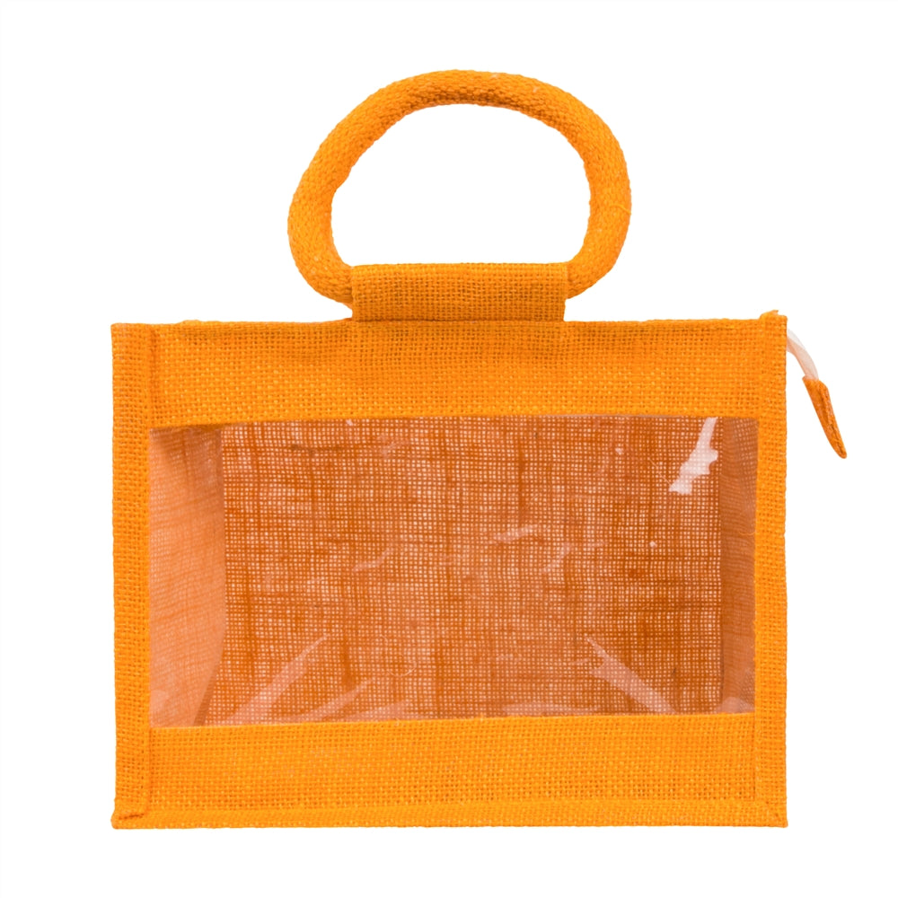 12x10x5 inch Window Jute Hamper Bag – With Zip, Mustard