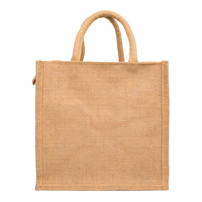 Window Jute Bag With Zip | Natural | 11x11x8 Inch (Free Delivery)
