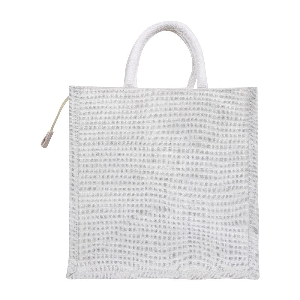 11x11x8 inch Window Jute Hamper Bag – With Zip, Super White