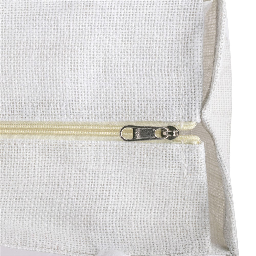 11x11x8 inch Window Jute Hamper Bag – With Zip, Super White