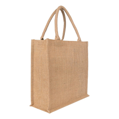 Natural jute carry bag without zip — angled view