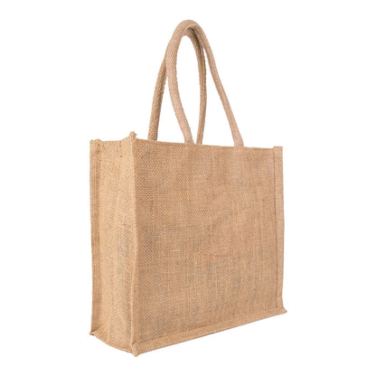 Natural jute carry bag with zip — angled view