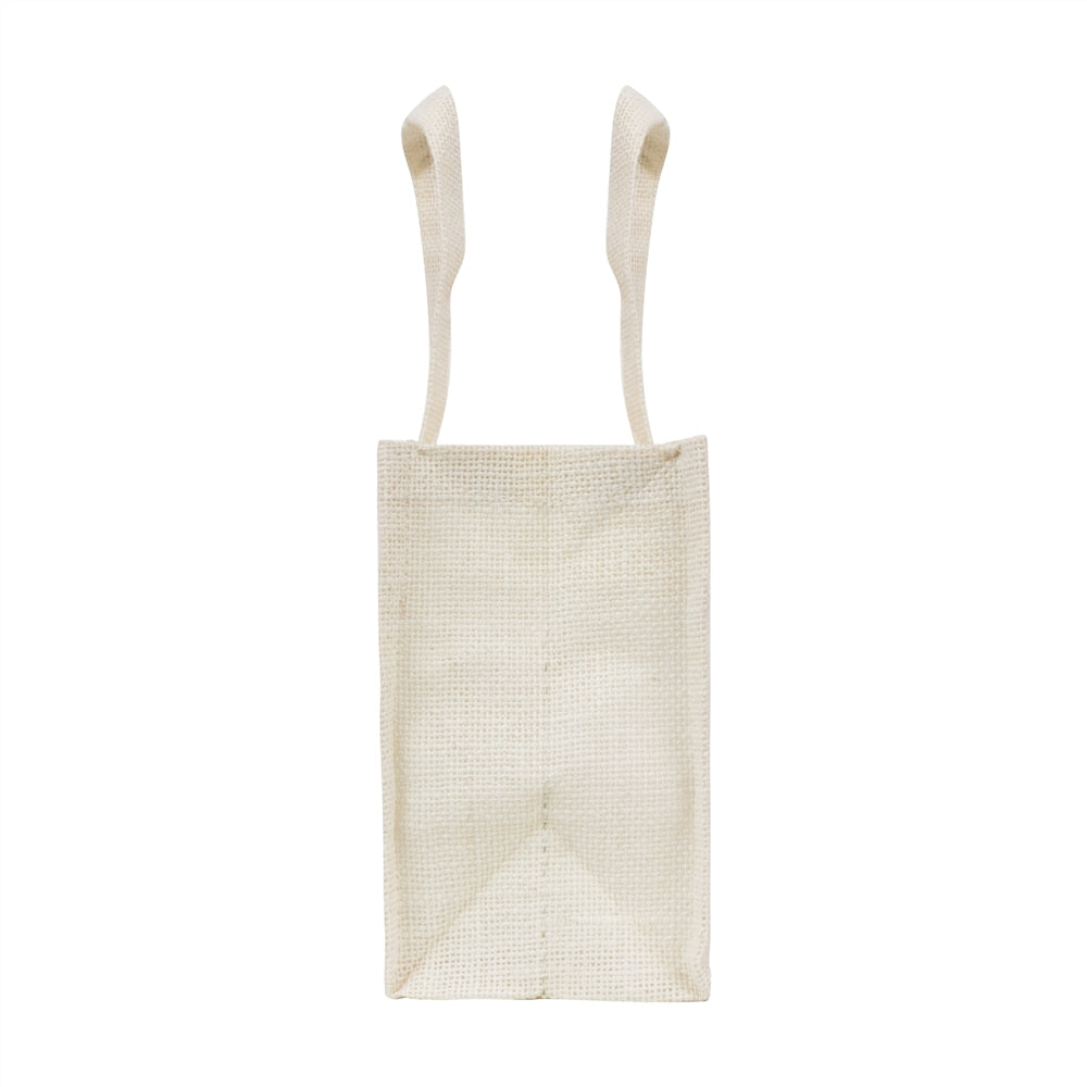 10x8x5 inch Window Jute Hamper Bag – With Zip, Off White, Self Handle