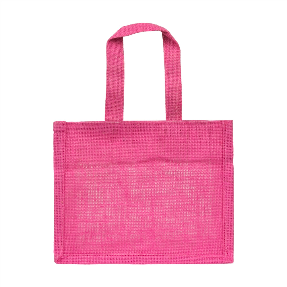 10x8x5 inch Window Jute Hamper Bag – With Zip, Pink, Self Handle