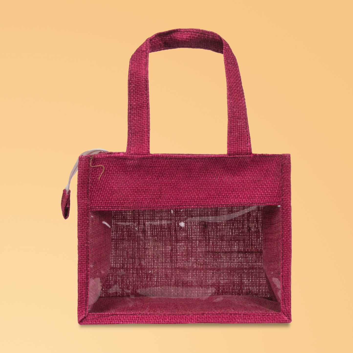 Window Jute Bag With Zip | Maroon | 10x8x5 Inch (Free Delivery)