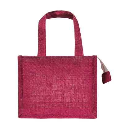 Window Jute Bag With Zip | Maroon | 10x8x5 Inch (Free Delivery)