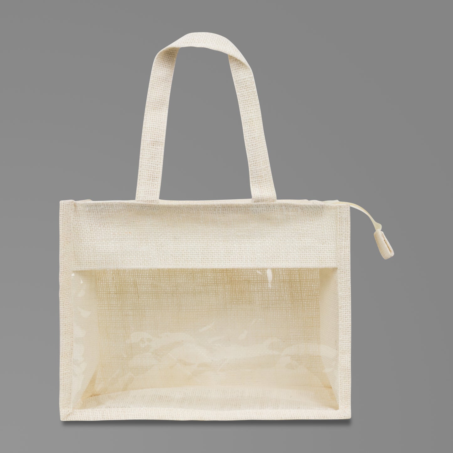 Window Jute Bag With Zip | Off White | 12x10x5 Inch (Free Delivery)