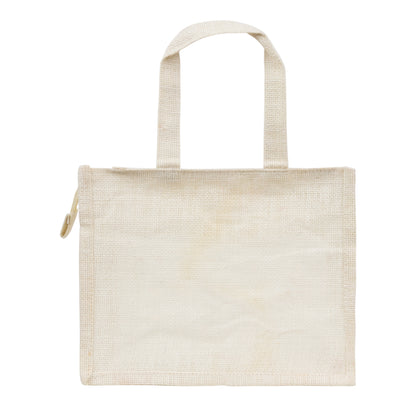 Window Jute Bag With Zip | Off White | 12x10x5 Inch (Free Delivery)
