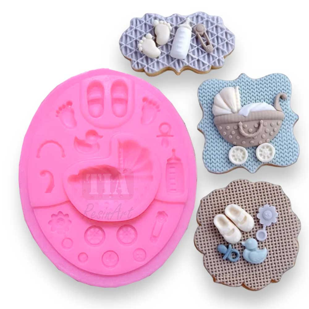 17 Cavity Baby Mould 14x11.5cm Pink Mould (SM049)
