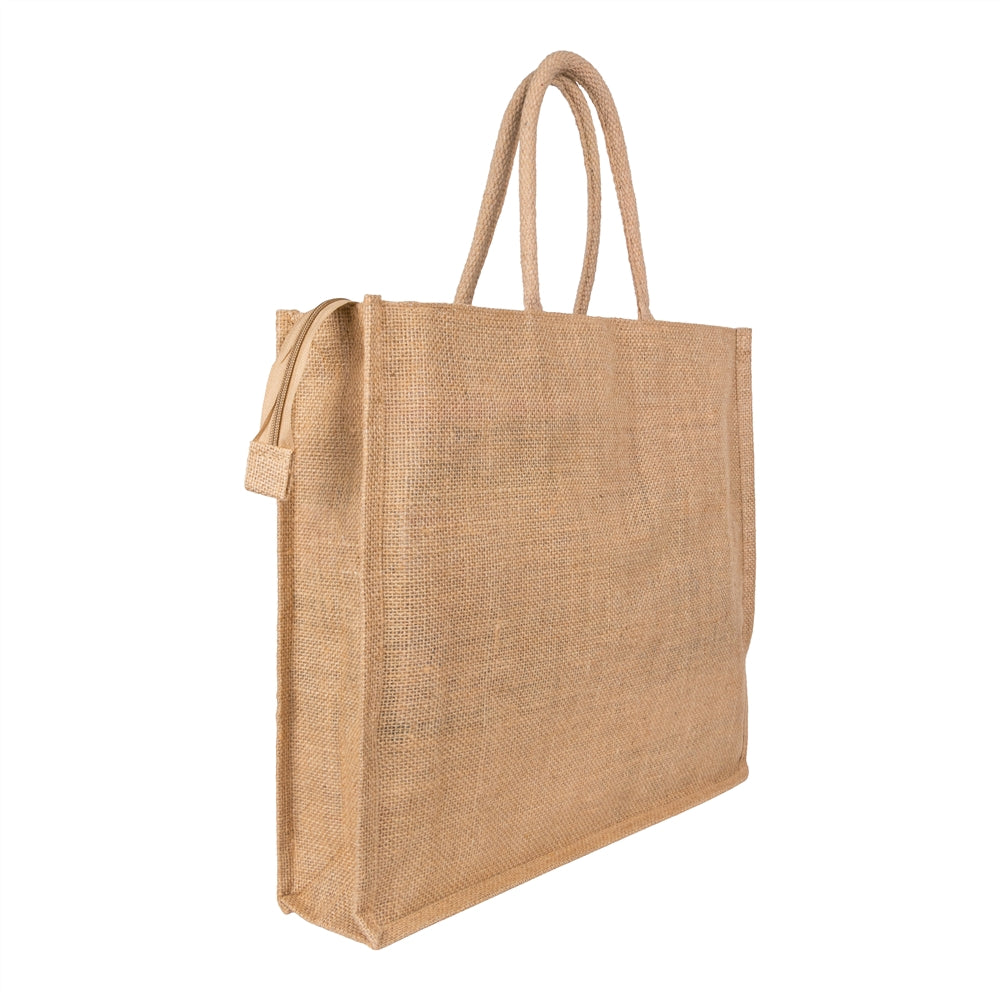 18x16x5 inch Natural Jute Bag – With Zip