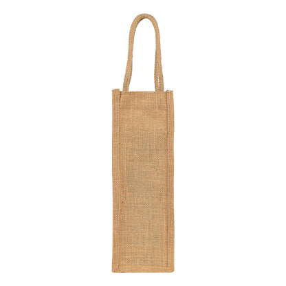 Standard natural jute bottle bag, front view