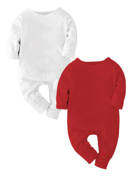 Solid Set of 2- White and Red - Bodysuit