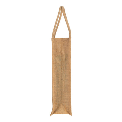 Standard natural jute bottle bag, side view