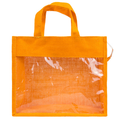 Window Jute Bag With Zip | Mustard | 14x12x5 Inch (Free Delivery)