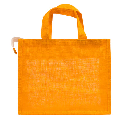 Window Jute Bag With Zip | Mustard | 14x12x5 Inch (Free Delivery)