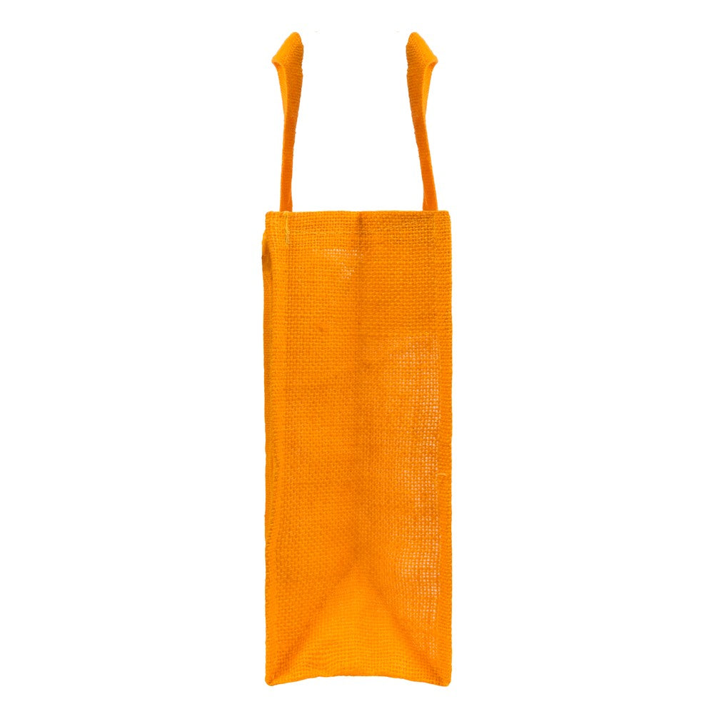 14x12x5 inch Window Jute Hamper Bag – With Zip, Mustard, Self Handle
