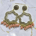 Jhumka Earring Bezels Golden - Baby Pink Moti For Resin Art (239)