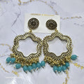 Jhumka Earring Bezels Golden - Sky Blue Moti For Resin Art (240)