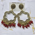 Jhumka Earring Bezels Golden - Red Moti For Resin Art (242)